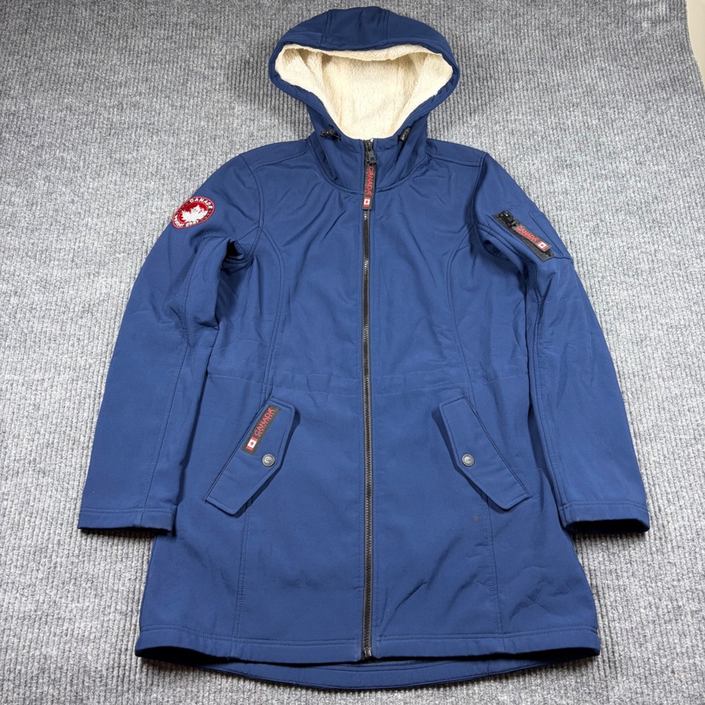 Canada Weathergear Jacket Womens S Blue Sherpa Lined Hooded Softshell Parka